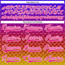 Laden Sie das Bild in den Galerie-Viewer, Custom Purple Hot Pink Old Gold-White 3D Pattern Abstract Gradient Halftone Hockey Lace Neck Jersey