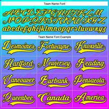 Load image into Gallery viewer, Custom Lakes Blue Light Yellow Purple Gold-Black 3D Pattern Abstract Gradient Halftone Hockey Lace Neck Jersey