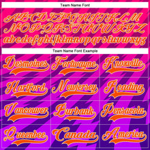 Laden Sie das Bild in den Galerie-Viewer, Custom Hot Pink Orange Purple Yellow-Cream 3D Pattern Abstract Gradient Halftone Hockey Lace Neck Jersey