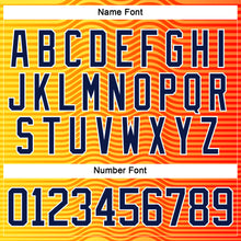 Загрузить изображение в средство просмотра галереи, Custom Orange Navy Yellow-White 3D Pattern Abstract Gradient Halftone Hockey Lace Neck Jersey