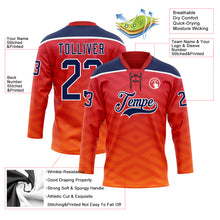 Load image into Gallery viewer, Custom Red Navy Yellow-White 3D Pattern Abstract Gradient Halftone Hockey Lace Neck Jersey