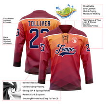 Load image into Gallery viewer, Custom Orange Navy Crimson-White 3D Pattern Abstract Gradient Halftone Hockey Lace Neck Jersey