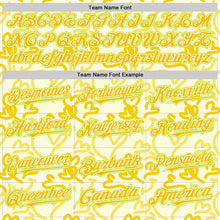 Загрузить изображение в средство просмотра галереи, Custom Cream Gold Neon Green-White Valentine's Day Love Heart Authentic Baseball Jersey