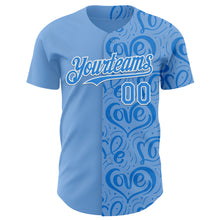 Загрузить изображение в средство просмотра галереи, Custom Blue Electric Blue-White Valentine's Day Love Heart Authentic Baseball Jersey