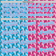 Загрузить изображение в средство просмотра галереи, Custom Sky Blue Pink-White Valentine's Day Gradient Love Heart Authentic Baseball Jersey