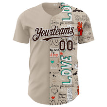 Загрузить изображение в средство просмотра галереи, Custom Gray Brown-White Valentine's Day Love Authentic Baseball Jersey