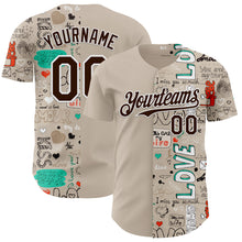 Загрузить изображение в средство просмотра галереи, Custom Gray Brown-White Valentine's Day Love Authentic Baseball Jersey