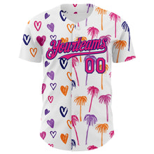 Загрузить изображение в средство просмотра галереи, Custom White Hot Pink-Dark Purple Valentine's Day Love Heart Authentic Baseball Jersey