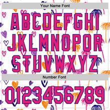 Загрузить изображение в средство просмотра галереи, Custom White Hot Pink-Dark Purple Valentine's Day Love Heart Authentic Baseball Jersey