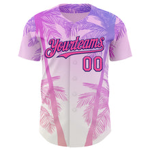 Загрузить изображение в средство просмотра галереи, Custom Pink Dark Purple-White Valentine's Day Gradient Coconut Trees Authentic Baseball Jersey