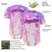 Загрузить изображение в средство просмотра галереи, Custom Pink Dark Purple-White Valentine's Day Gradient Coconut Trees Authentic Baseball Jersey