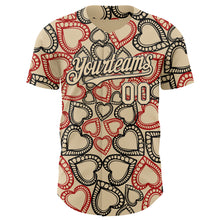 Загрузить изображение в средство просмотра галереи, Custom City Cream Black Valentine's Day Love Heart Authentic Baseball Jersey