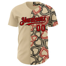 Загрузить изображение в средство просмотра галереи, Custom City Cream Red-Black Valentine's Day Love Heart Authentic Baseball Jersey