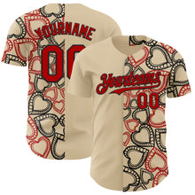 Загрузить изображение в средство просмотра галереи, Custom City Cream Red-Black Valentine's Day Love Heart Authentic Baseball Jersey