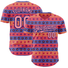Загрузить изображение в средство просмотра галереи, Custom Orange Medium Pink-Dark Purple Valentine's Day Love Heart Authentic Baseball Jersey