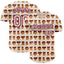 Загрузить изображение в средство просмотра галереи, Custom Cream Light Pink-Brown Valentine's Day Love Heart Authentic Baseball Jersey