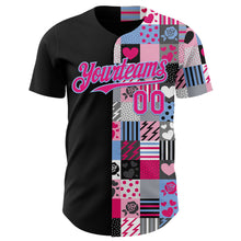 Загрузить изображение в средство просмотра галереи, Custom Black Hot Pink-Light Blue Valentine's Day Love Heart Authentic Baseball Jersey
