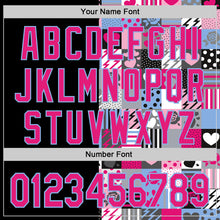 Загрузить изображение в средство просмотра галереи, Custom Black Hot Pink-Light Blue Valentine's Day Love Heart Authentic Baseball Jersey
