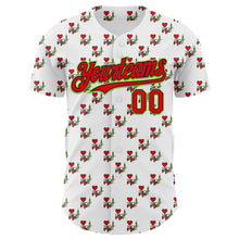 Загрузить изображение в средство просмотра галереи, Custom White Fire Red Black-Neon Green Valentine's Day Love Heart Authentic Baseball Jersey