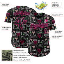 Загрузить изображение в средство просмотра галереи, Custom Black Hot Pink Valentine's Day Love Heart Authentic Baseball Jersey