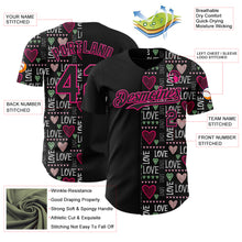 Загрузить изображение в средство просмотра галереи, Custom Black Hot Pink Valentine's Day Love Heart Authentic Baseball Jersey