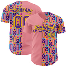 Загрузить изображение в средство просмотра галереи, Custom Medium Pink Purple-Yellow Valentine's Day Flower Authentic Baseball Jersey