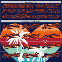 Загрузить изображение в средство просмотра галереи, Custom Navy Orange Valentine's Day Coconut Trees Authentic Baseball Jersey