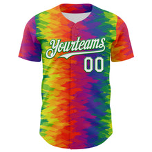 Загрузить изображение в средство просмотра галереи, Custom Rainbow White-Grass Green Valentine's Day Gradient Pride Month Love Is Love Authentic Baseball Jersey