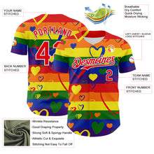 Загрузить изображение в средство просмотра галереи, Custom Rainbow Fire Red-White Valentine's Day Love Heart Pride Month Love Is Love Authentic Baseball Jersey