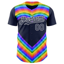 Загрузить изображение в средство просмотра галереи, Custom Navy White Valentine's Day Love Heart Pride Month Love Is Love Authentic Baseball Jersey