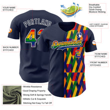 Загрузить изображение в средство просмотра галереи, Custom Navy Rainbow-White Valentine's Day Pride Month Love Is Love Authentic Baseball Jersey