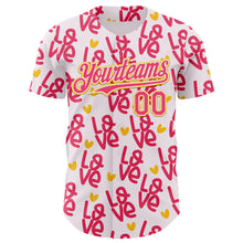 Загрузить изображение в средство просмотра галереи, Custom Light Pink Neon Pink Yellow-White Valentine's Day Love Heart Authentic Baseball Jersey