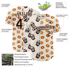 Загрузить изображение в средство просмотра галереи, Custom Cream Brown Valentine's Day Bagel Meets Coffee Authentic Baseball Jersey