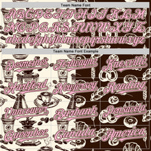 Загрузить изображение в средство просмотра галереи, Custom Brown Light Pink-Cream Valentine's Day Bagel Meets Coffee Authentic Baseball Jersey