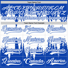 Load image into Gallery viewer, Custom Thunder Blue White 3D Pattern Abstract Splatter Paint Hockey Lace Neck Jersey