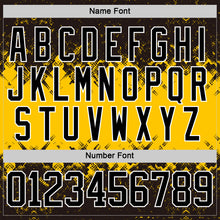 Load image into Gallery viewer, Custom Black Yellow-White 3D Pattern Abstract Splatter Paint Hockey Lace Neck Jersey