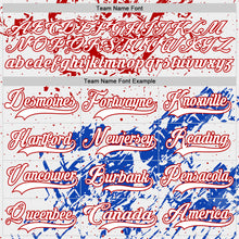 Load image into Gallery viewer, Custom White Red-Thunder Blue 3D Pattern Abstract Splatter Paint Hockey Lace Neck Jersey