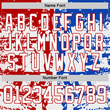 Load image into Gallery viewer, Custom White Thunder Blue-Red 3D Pattern Abstract Splatter Paint Hockey Lace Neck Jersey