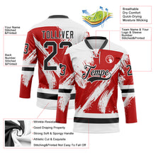 Load image into Gallery viewer, Custom White Black-Red 3D Pattern Abstract Splatter Paint Hockey Lace Neck Jersey
