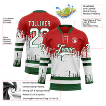 Load image into Gallery viewer, Custom Red White-Green 3D Pattern Abstract Splatter Paint Mexico Christmas Hockey Lace Neck Jersey