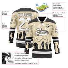 Load image into Gallery viewer, Custom City Cream White-Black 3D Pattern Abstract Splatter Paint Hockey Lace Neck Jersey