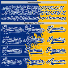 Load image into Gallery viewer, Custom Gold Royal-White 3D Pattern Abstract Splatter Paint Hockey Lace Neck Jersey