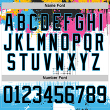 Load image into Gallery viewer, Custom White Black Sky Blue Pink-Gold 3D Pattern Abstract Splatter Paint Hockey Lace Neck Jersey