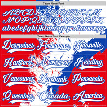 Load image into Gallery viewer, Custom White Thunder Blue-Red 3D Pattern Abstract Splatter Paint Hockey Lace Neck Jersey