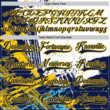 Load image into Gallery viewer, Custom White Navy-Yellow 3D Pattern Abstract Splatter Paint Hockey Lace Neck Jersey