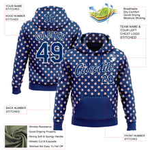 Load image into Gallery viewer, Custom Stitched US Navy Blue White 3D Pattern Design Baseball Game Day Indianapolis Inspired Sports Pullover Sweatshirt Hoodie