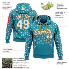 Load image into Gallery viewer, Custom Stitched Teal White Red-Old Gold 3D Pattern Design Baseball Game Day Jacksonville Inspired Sports Pullover Sweatshirt Hoodie