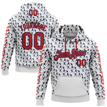 Load image into Gallery viewer, Custom Stitched White Red-Navy 3D Pattern Design Baseball Game Day Houston Inspired Sports Pullover Sweatshirt Hoodie