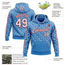 Load image into Gallery viewer, Custom Stitched Powder Blue White-Red 3D Pattern Design Baseball Game Day Tennessee Inspired Sports Pullover Sweatshirt Hoodie