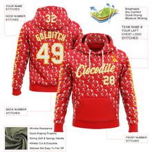 Load image into Gallery viewer, Custom Stitched Fire Red White-Gold 3D Pattern Design Baseball Game Day Kansas Inspired Sports Pullover Sweatshirt Hoodie